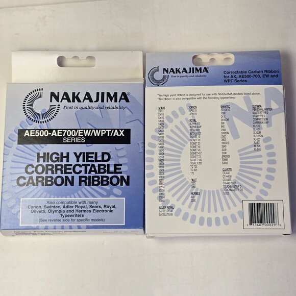 2 packs Nakajima AE-500 AE700 Correctable Carbon Ribbons Typewriter Ink NOS - Picture 3 of 3
